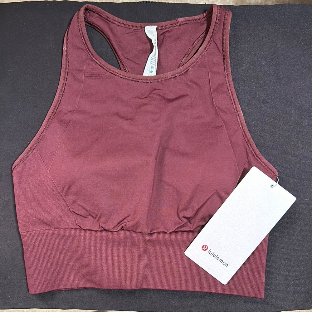 lululemon athletica NWT Women's Burgundy Ebb to Train Sports Bra Size 6